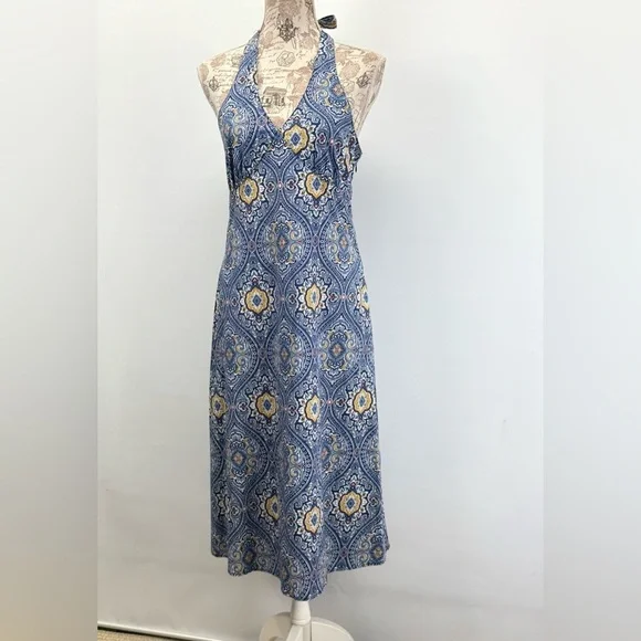 TOMMY HILFIGER  Blue and Yellow paisley Backless Dress size 4 - Picture 7 of 14